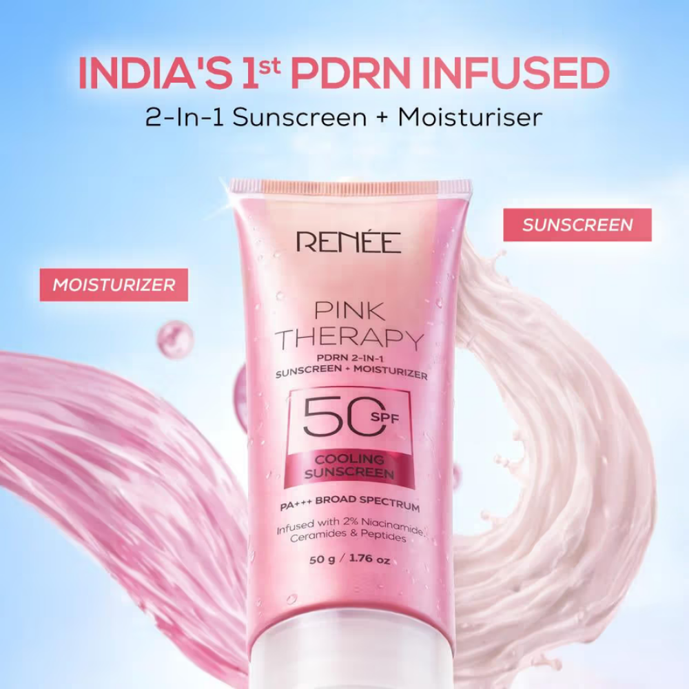 RENEE Pink Therapy PDRN 2-In-1 Sunscreen + Moisturizer SPF 50 PA+++ With Niacinamide, In-Vivo Tested