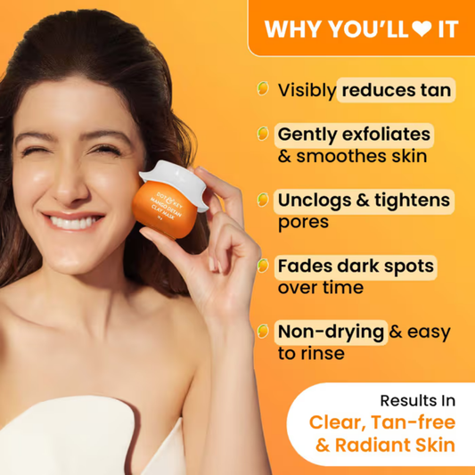 Dot & Key Mango Detan Clay Mask, With Alpha-Arbutin & Niacinamide, Clear Tan, Easy to Rinse Formula