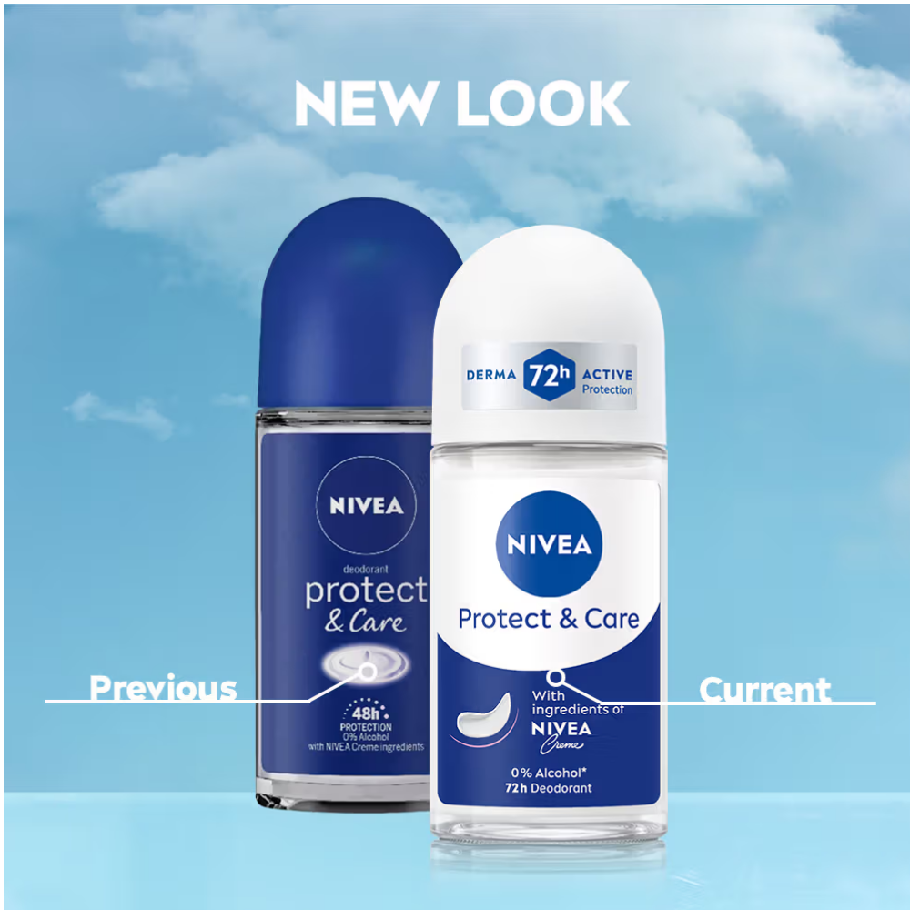 NIVEA Women Deodorant Roll On Protect & Care Non-Irritating & 72H Protection