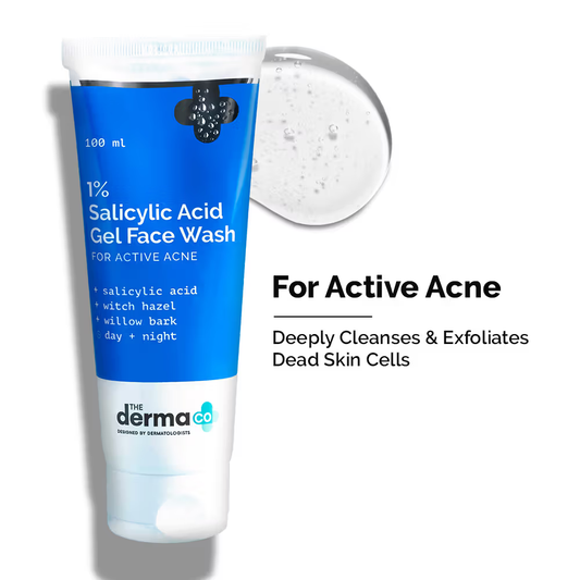 The Derma Co 1% Salicylic Acid Face Wash for Active Acne with Salicylic Acid & Witch Hazel