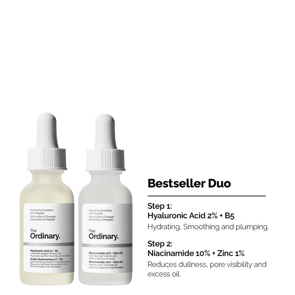 The Ordinary Bestseller Duo Niacinamide Serum + Hyaluronic Acid Serum