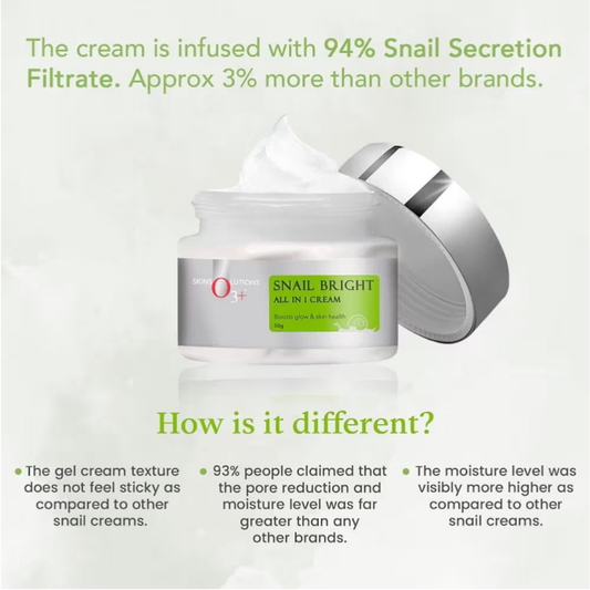 O3+ Snail Bright Mucin Gel Cream Moisturiser For Korean Glass Glow & Barrier Repair