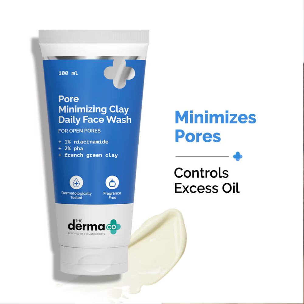 The Derma Co Pore Minimizing Face Wash With Clay, 1% Niacinamide & 2% PHA For Open Pores