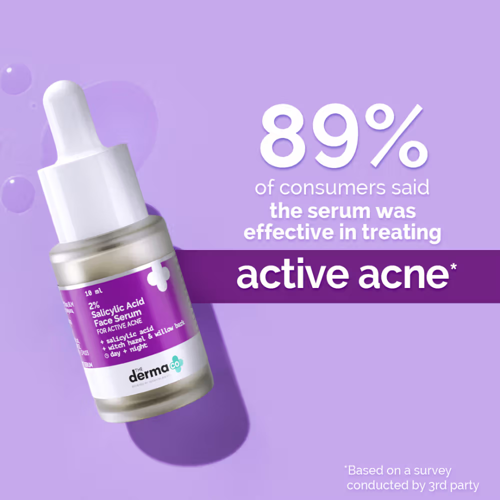The Derma Co 2% Salicylic Acid Serum With Witch Hazel & Willow Bark For Active Acne Day+Night