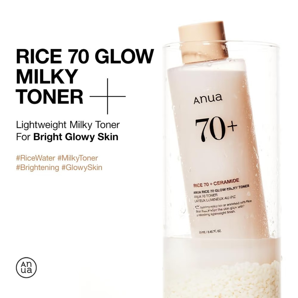 Anua Rice 70 Glow Milky Toner with Niacinamide & Ceramide For Glass Skin & Healthy Skin Barrier