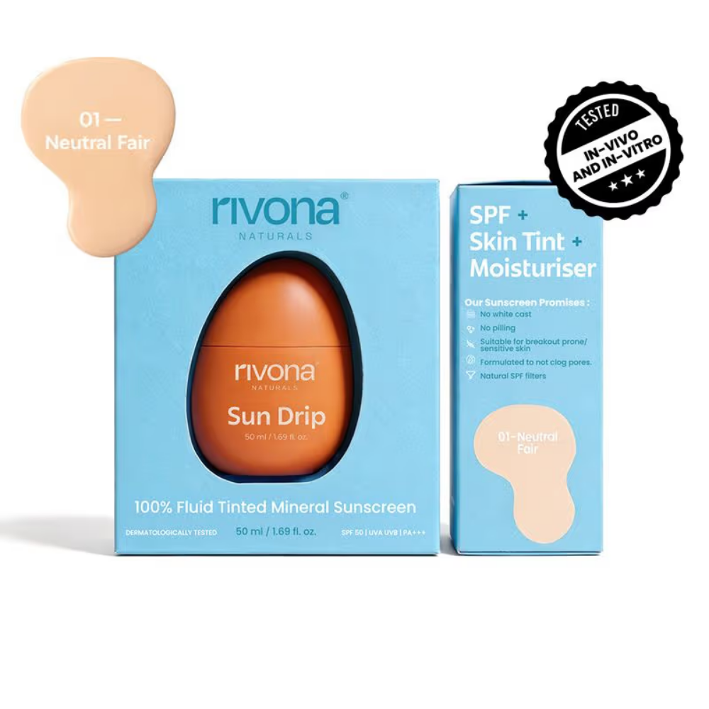 Rivona Naturals Sundrip 100% Mineral Fluid Tinted Sunscreen SPF 50 PA ++