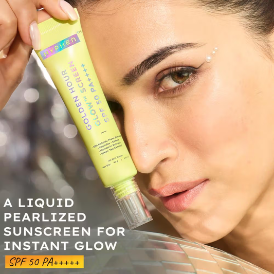 Hyphen Golden Hour Glow Sunscreen SPF 50 PA++++ for Dewy & Bright Skin High UVA/B Protection