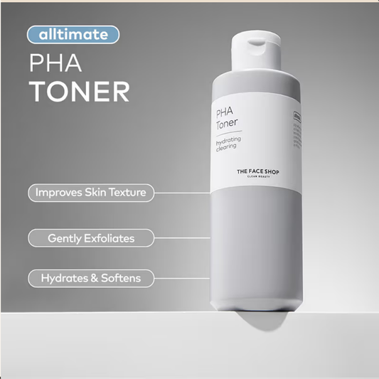 The Face Shop PHA Toner with Hyaluronic Acid – Liquid Exfoliant & Hydrates Skin to Improve Texture