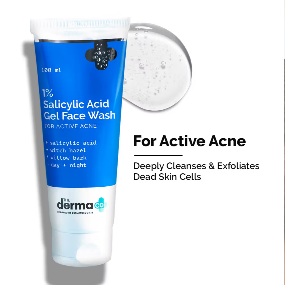 The Derma Co 1% Salicylic Acid Face Wash for Active Acne with Salicylic Acid & Witch Hazel