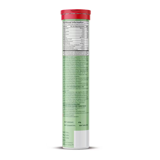 Plix Probiotics+ ACV Apple Cider Vinegar Effervescent Tablets - Digestive Support & Manage Weight