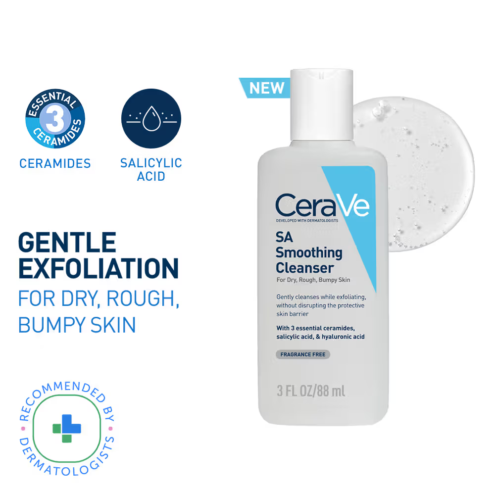 CeraVe SA Smoothing Cleanser For Dry, Rough & Bumpy Skin, Face wash with Salicylic Acid & Ceramides