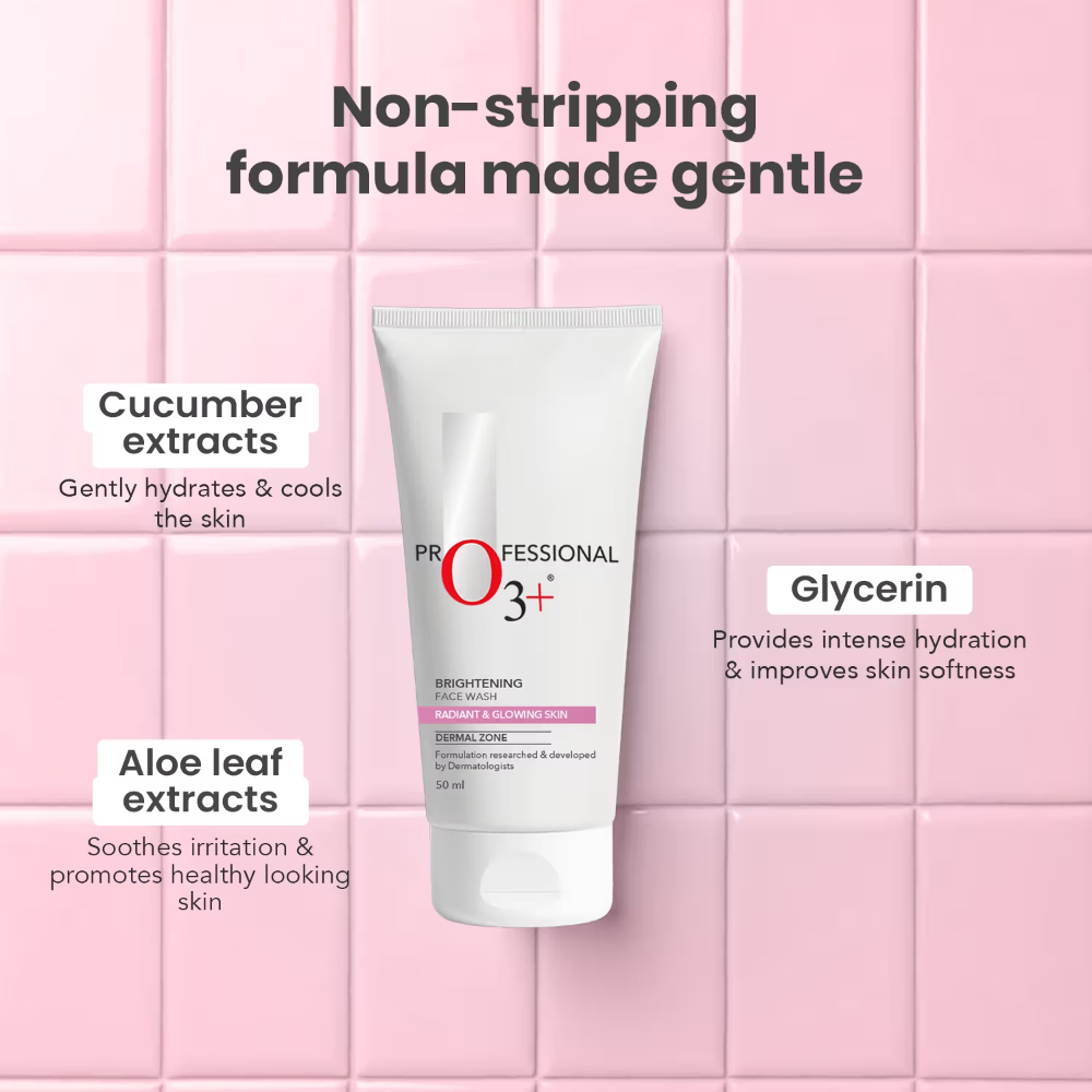 O3+ Brightening Face Wash with Cucumber & Aloe Vera Extract, All Skin Types
