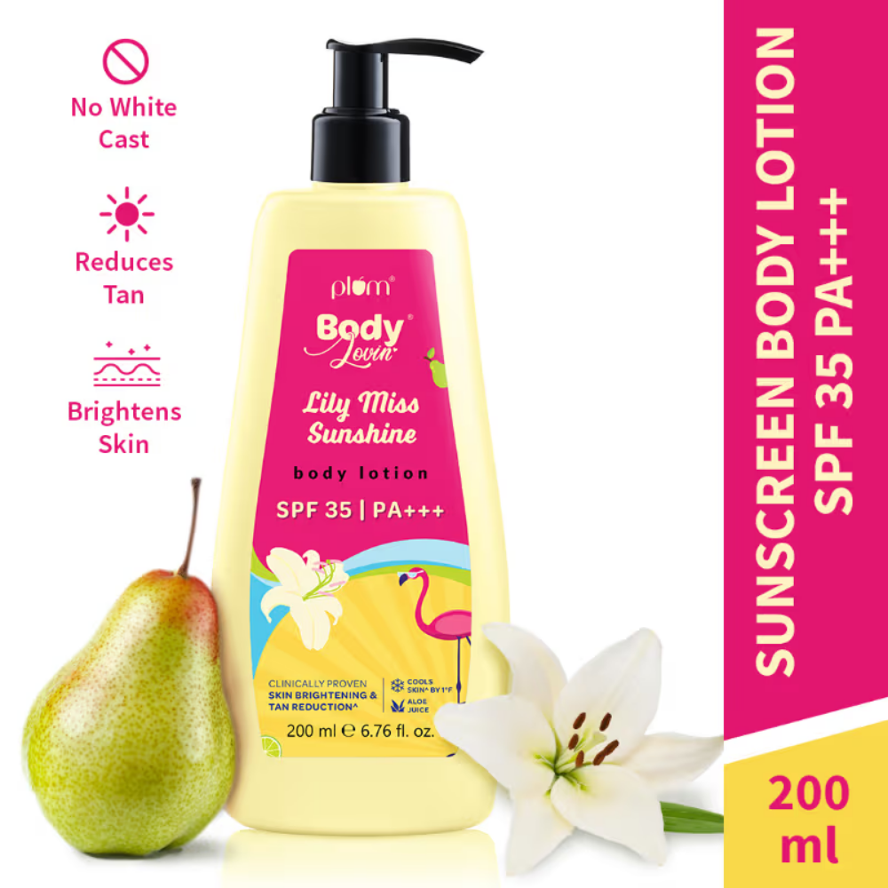 Plum BodyLovin' Lily Miss Sunshine Sunscreen Body Lotion SPF 35 PA+++ For Tan Reduction & Hydration