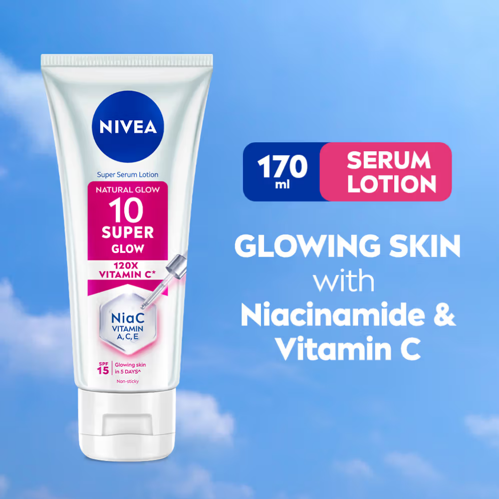 NIVEA Super 10 Glow Serum Body Lotion With Niacinamide, 120X Vitamin & SPF15