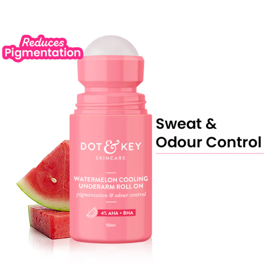 Dot & Key Watermelon Cooling Underarm Roll On, Pigmentation & Odour Control, With 4% AHA & BHA