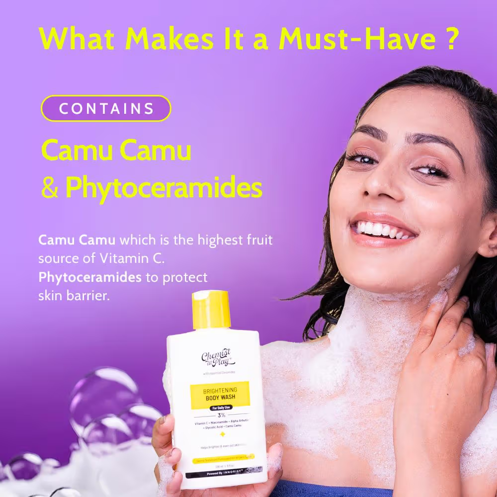 Chemist At Play Brightening Body Wash - 3% Vitamin C + Niacinamide, Shower Gel For Women & Men