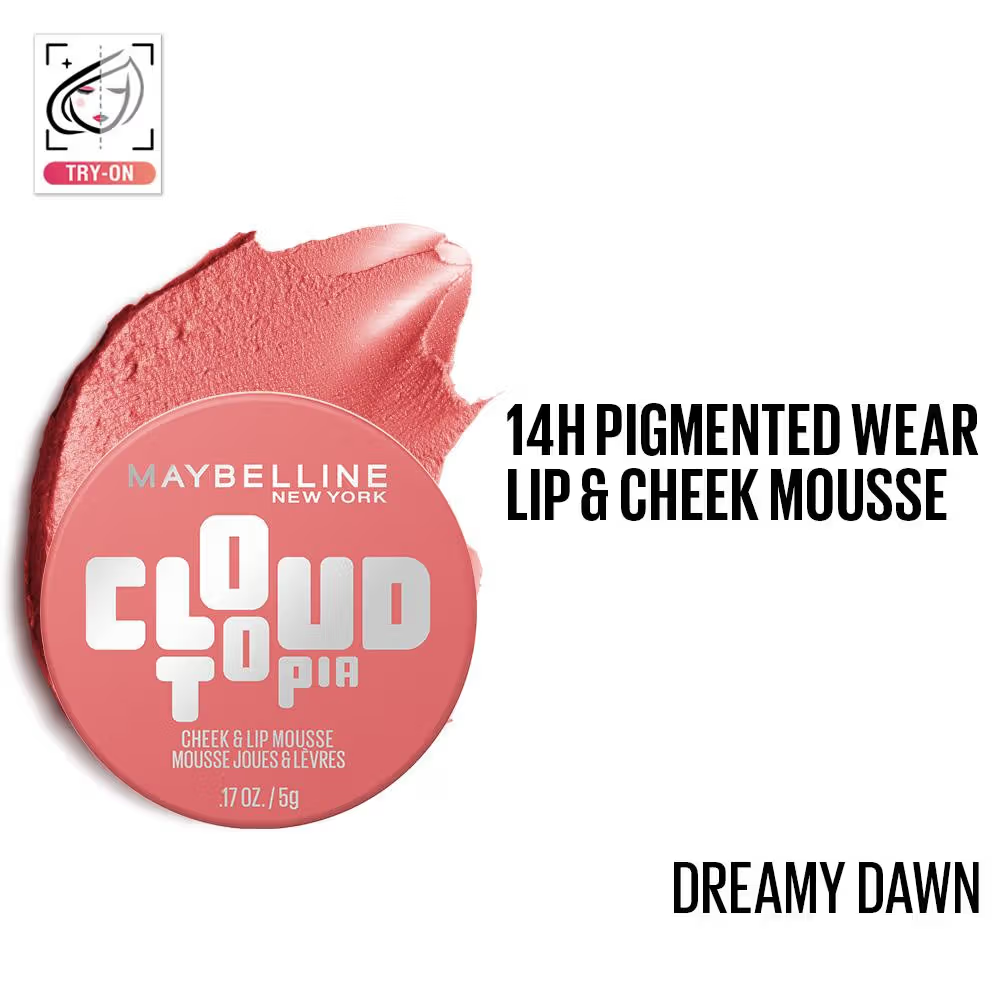 Maybelline New York Cloudtopia Cheek & Lip Mousse Blush, Lightweight Mousse