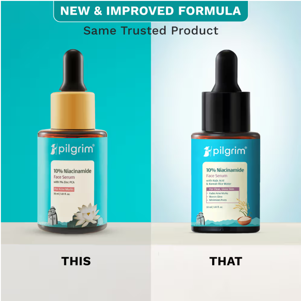 Pilgrim 10% Niacinamide with Kojic Acid & Korean Rice Water Face Serum For Clear Glass Skin Glow
