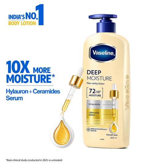 Vaseline Deep Moisture Body Lotion ,For Dry Skin, Moisturised Glowing Skin, With Pro Ceramides