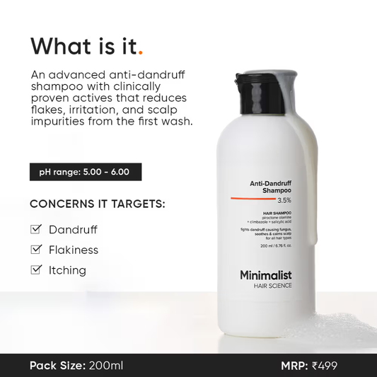 Minimalist Anti-Dandruff Shampoo 3.5% Salicylic Acid For Flaky & Itchy Scalp, Gentle & Sulphate-Free