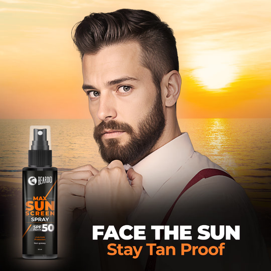 Beardo Max Sunscreen Spray SPF-50 P+++ for Indian men,,Non-greasy Sunscreen Spray,for Oily Skin
