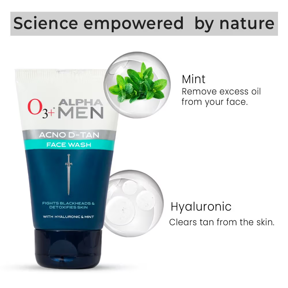 O3+ Alpha Men Acne Dtan Face Wash For De Tan