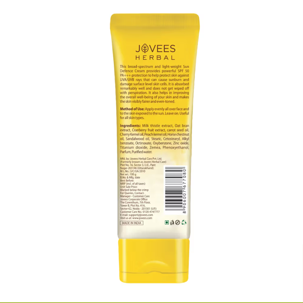 Jovees Herbal Sun Defence Cream SPF 50 PA+++ UVA/UVB Protection For All Skin Types