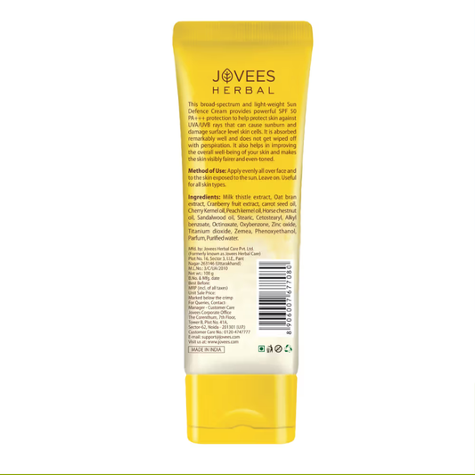 Jovees Herbal Sun Defence Cream SPF 50 PA+++ UVA/UVB Protection For All Skin Types