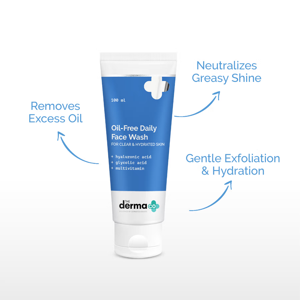The Derma Co Oil-free Daily Face Wash With Hyaluronic Acid Glycolic Acid For Hydrated Skin