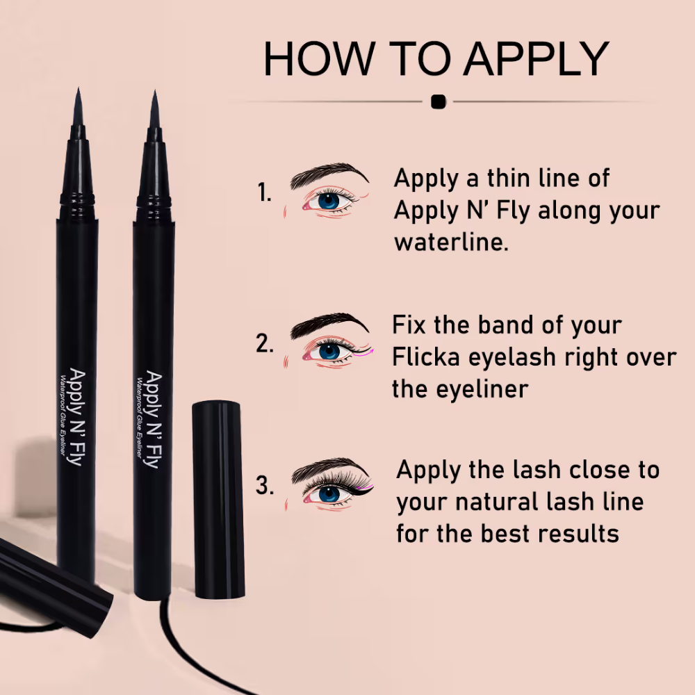FLiCKA Apply N' Fly 2-in-1 Liquid Pen Glue & Eyeliner Long Lasting Intense Pigment