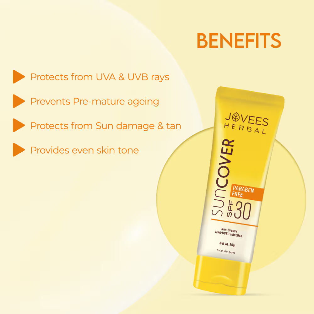 Jovees Herbal Sandalwood Natural Sun Cover SPF 30 UVA/UVB Protection For All Skin Types
