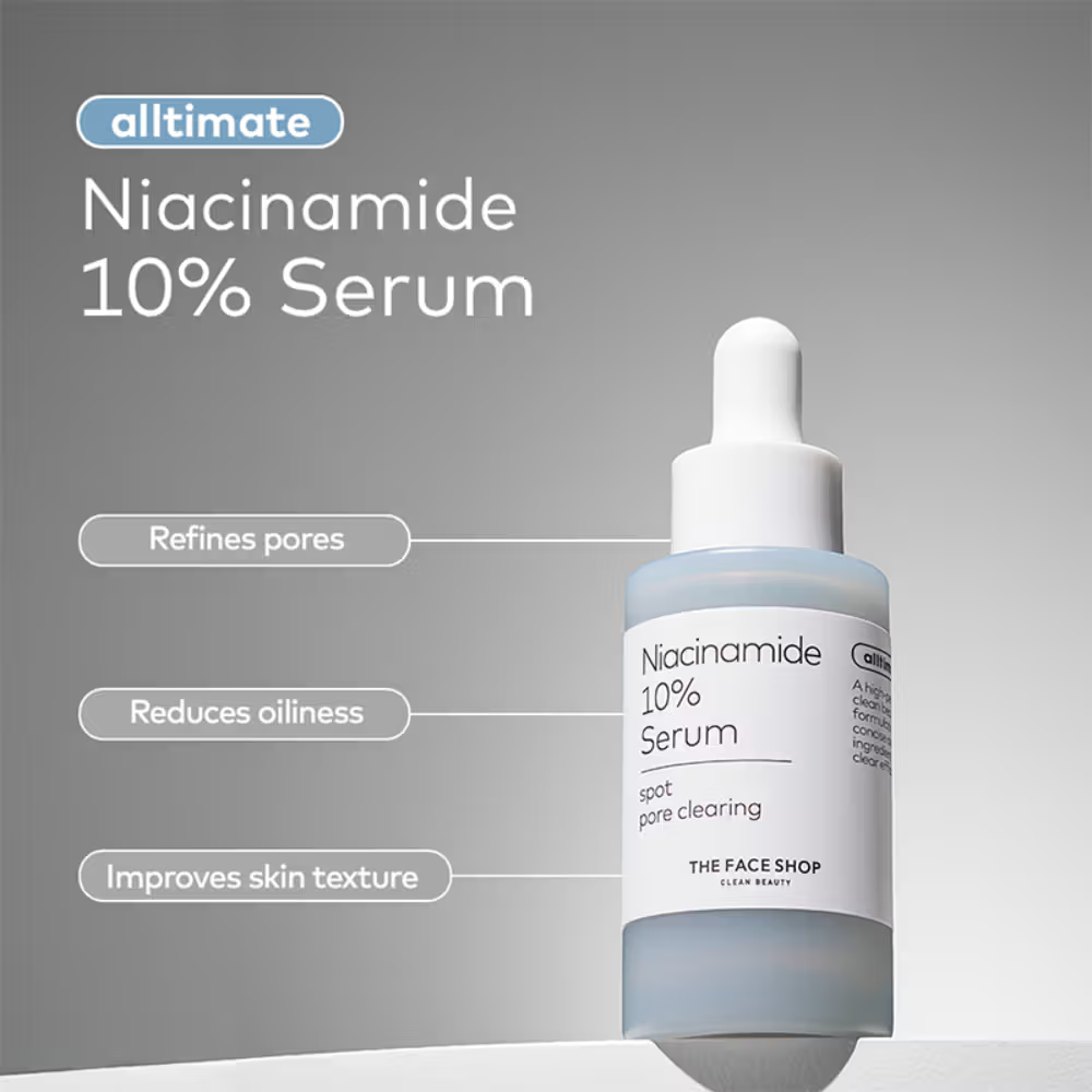 The Face Shop Alltimate Niacinamide 10% Korean Serum - Reduces Oil & Minimizes Pores, for Oily Skin