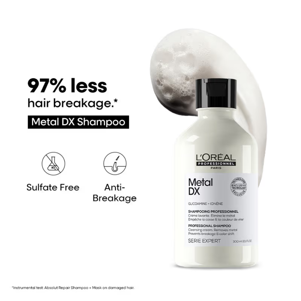 L’Oréal Professionnel Metal DX Sulfate-Free Cleansing Cream Shampoo, For 97% Less Hair Breakage