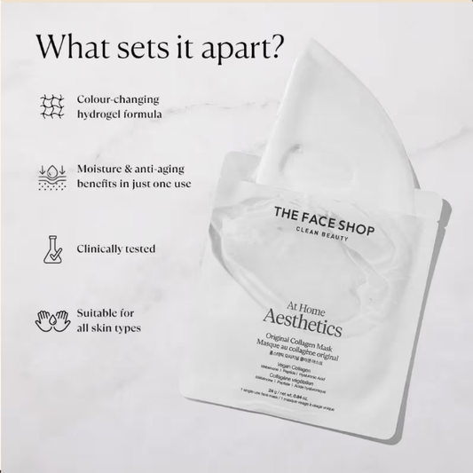 The Face Shop Korean Hydro Gel Sheet Mask - Vegan Collagen, Peptide & Hyaluronic Acid for Anti Aging