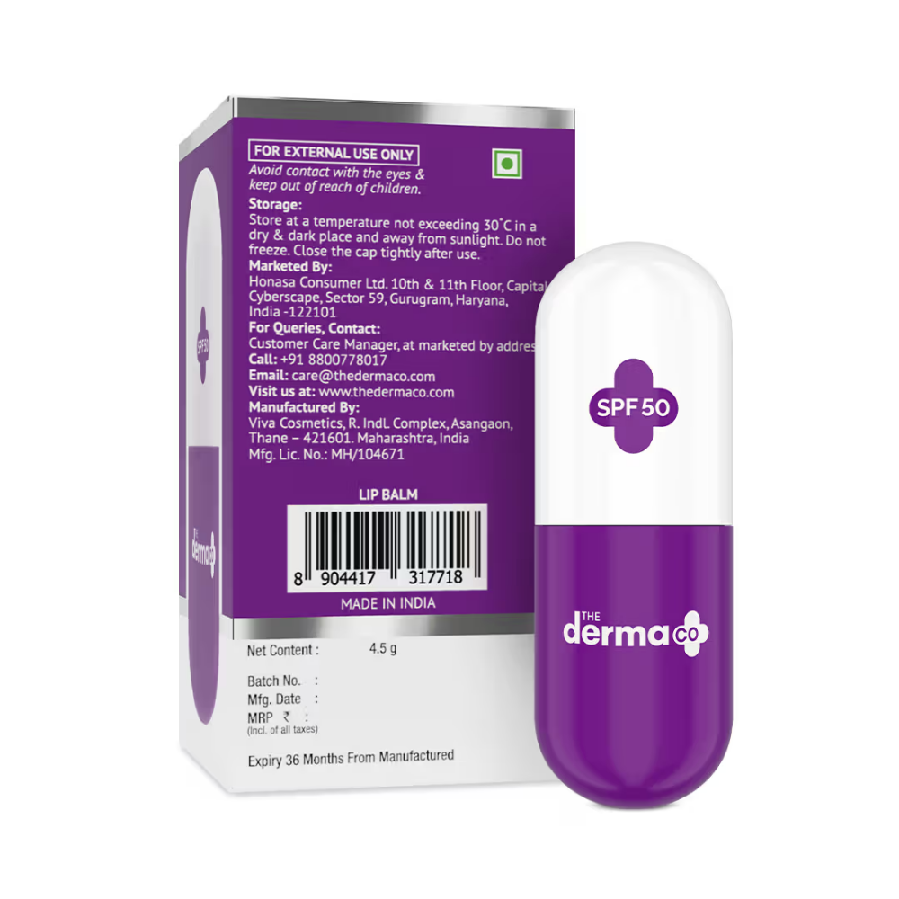 The Derma Co 1% Vitamin C Lip Balm with SPF 50 PA+++ for Pigmentation and Lip Brightening