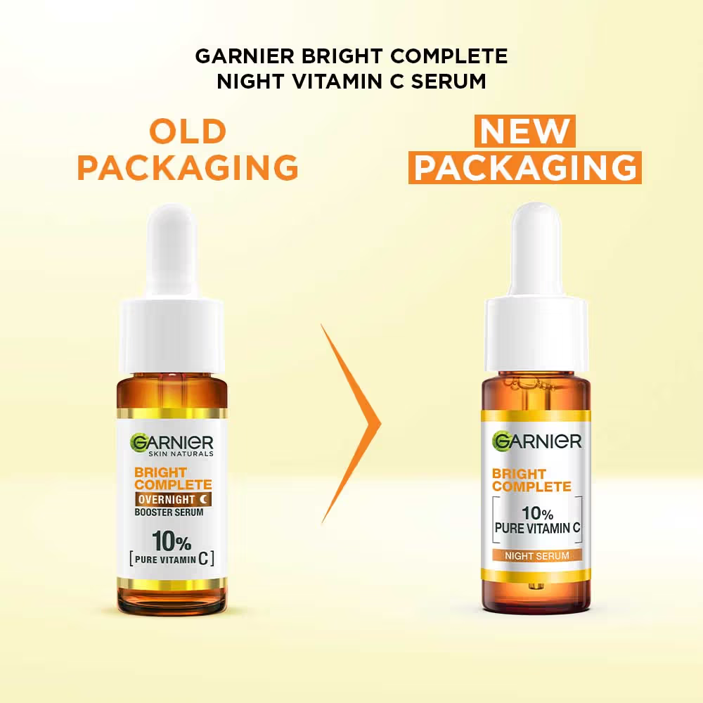 Garnier Bright Complete OverNight Booster Vitamin C + Serum With 10% Pure Vitamin C To Repair & Brighten Skin