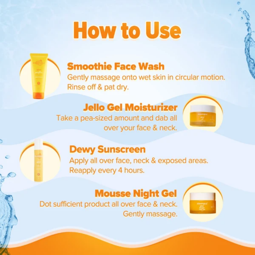 Aqualogica Bright Essentials Combo Sunscreen + Face Serum + Gel Moisturizer