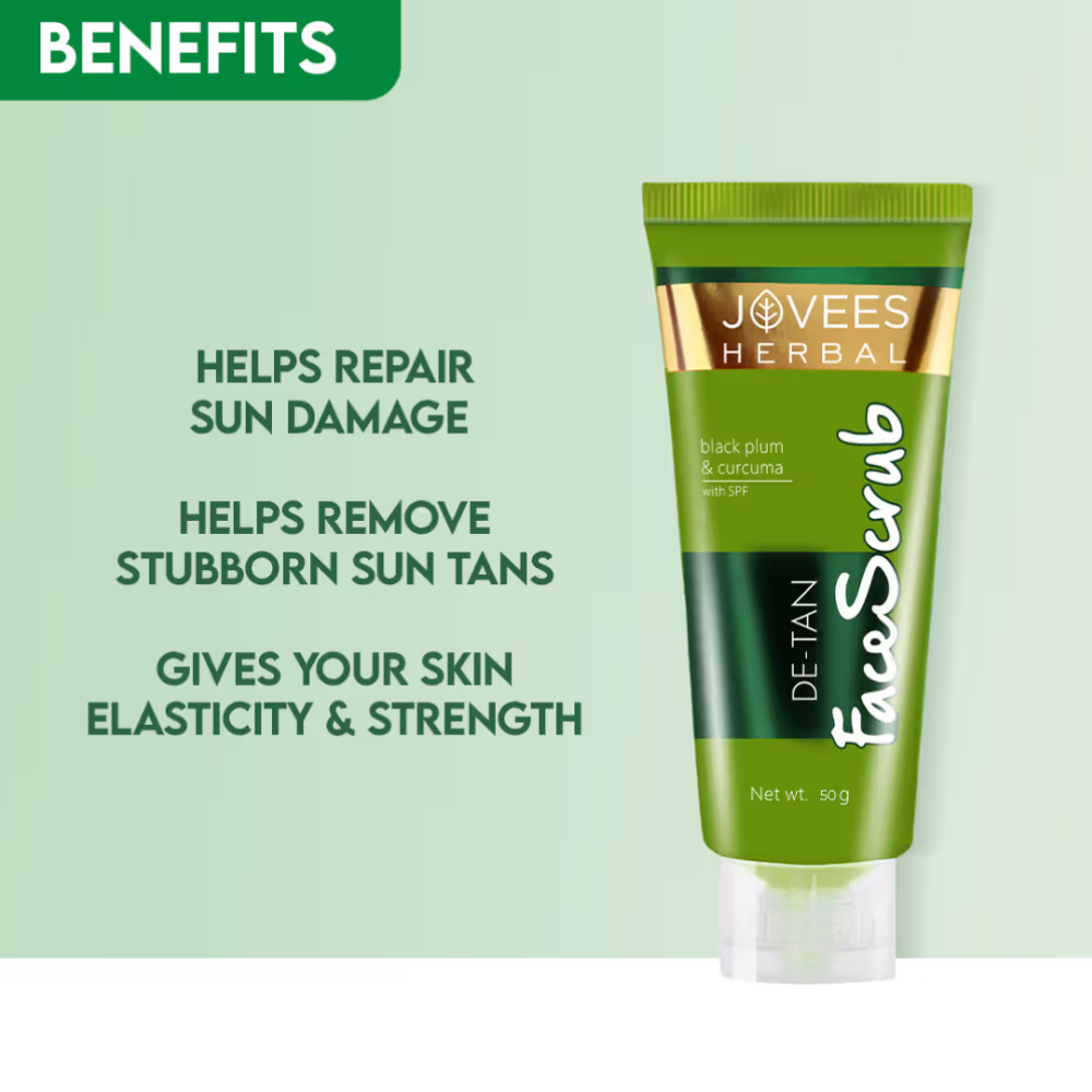 Jovees De-Tan Face Scrub (Black Plum & Curcuma) With Spf