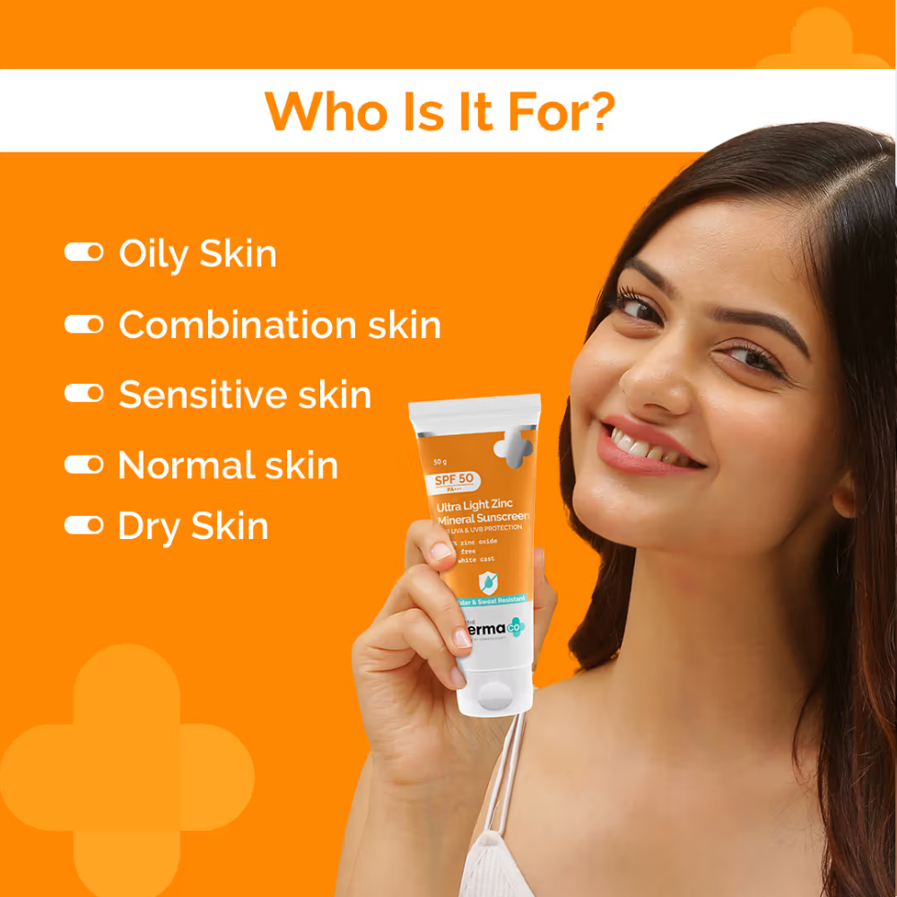 The Derma Co Ultra Light Zinc Mineral Sunscreen With SPF 50 PA+++