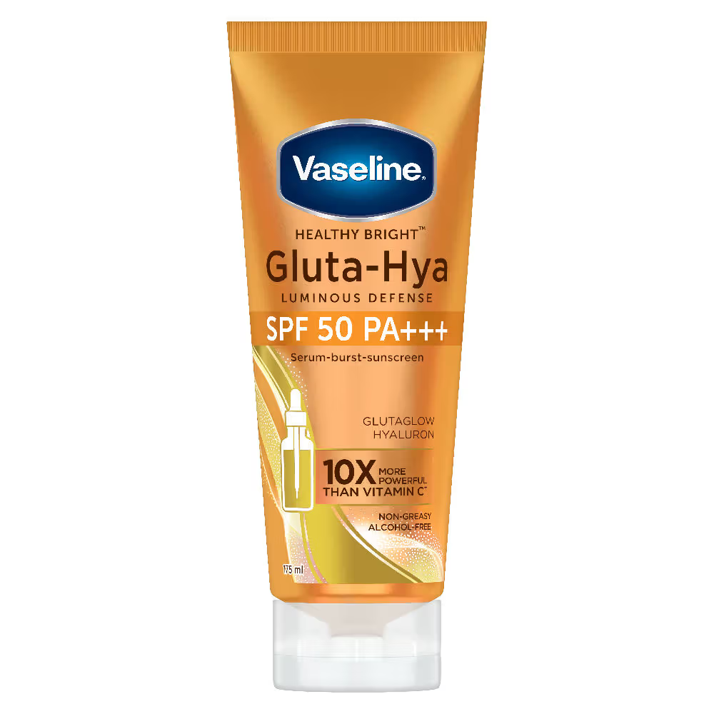 Vaseline Gluta Hya Antioxidant SPF 50 PA+++ Sunscreen + Gluta-Hya Dewy Radiance Lotion Bright Combo