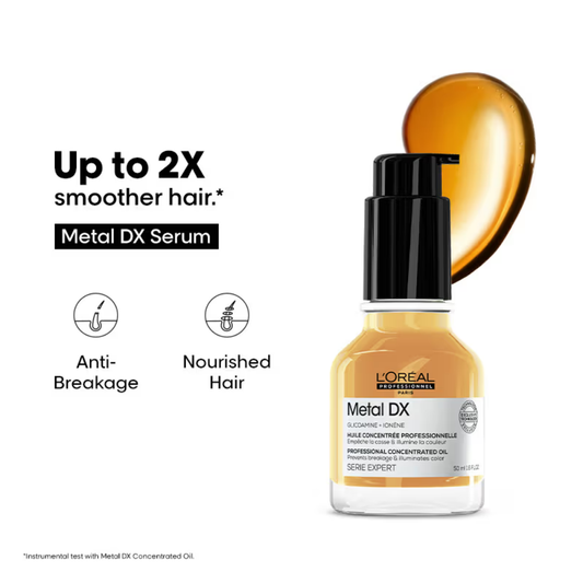 L’Oréal Professionnel Metal DX Concentrated Leave-In Serum, 2X Smooter hair, 97% Less Hair Breakage