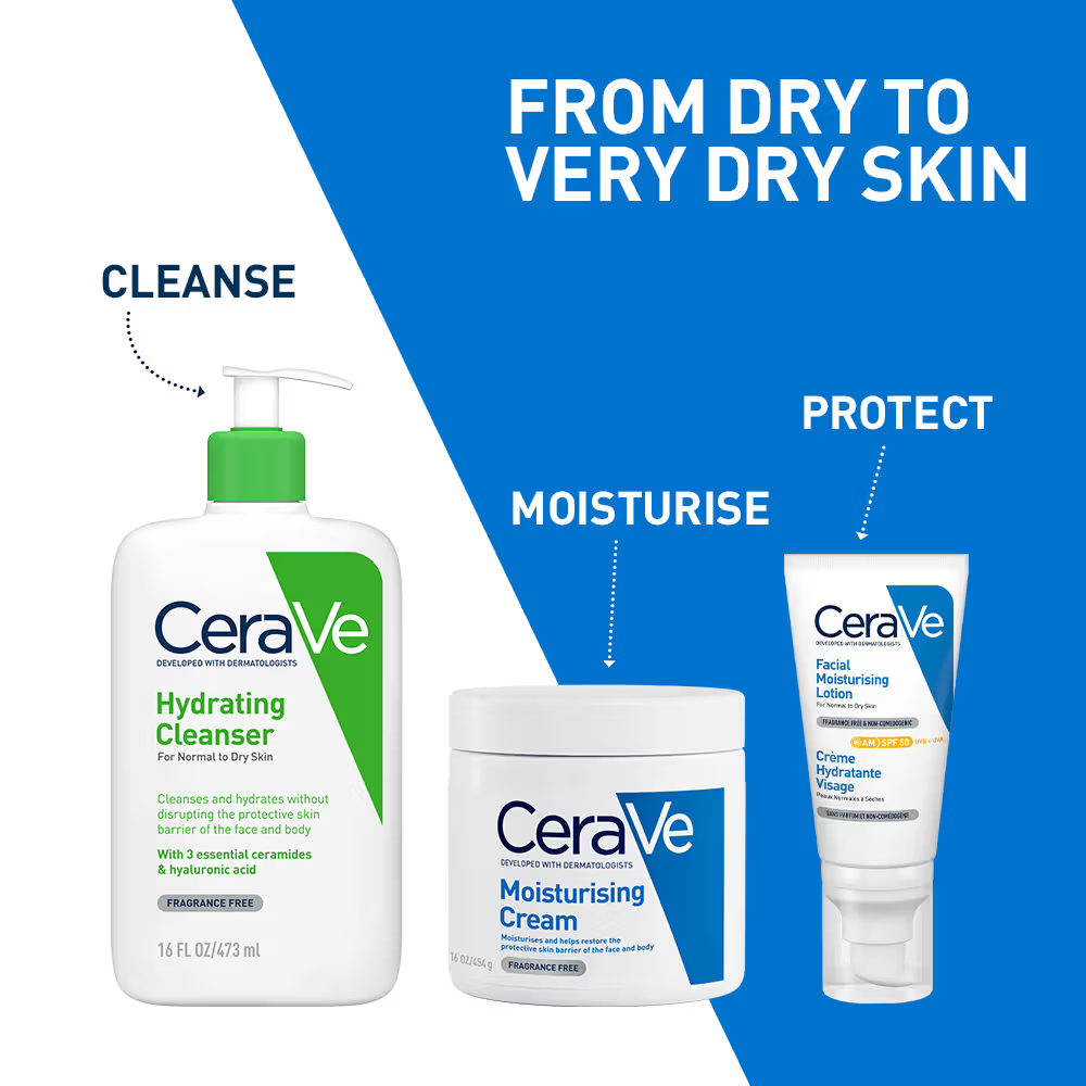 CeraVe Moisturizer For Dry Skin, Barrier Repair Cream with Ceramides, Dermatologist recommended
