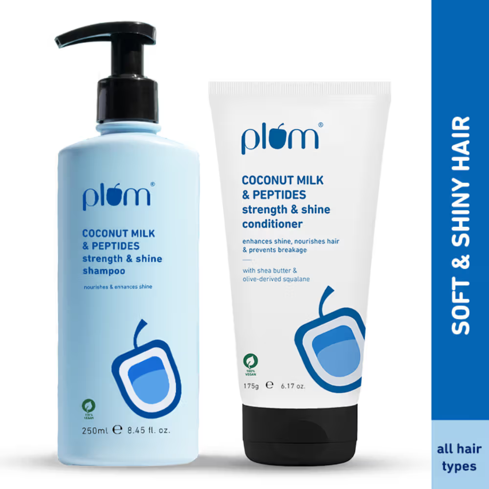 Plum Coconut Milk & Peptides Shampoo & Conditioner Combo For Strong & Shiny Hair