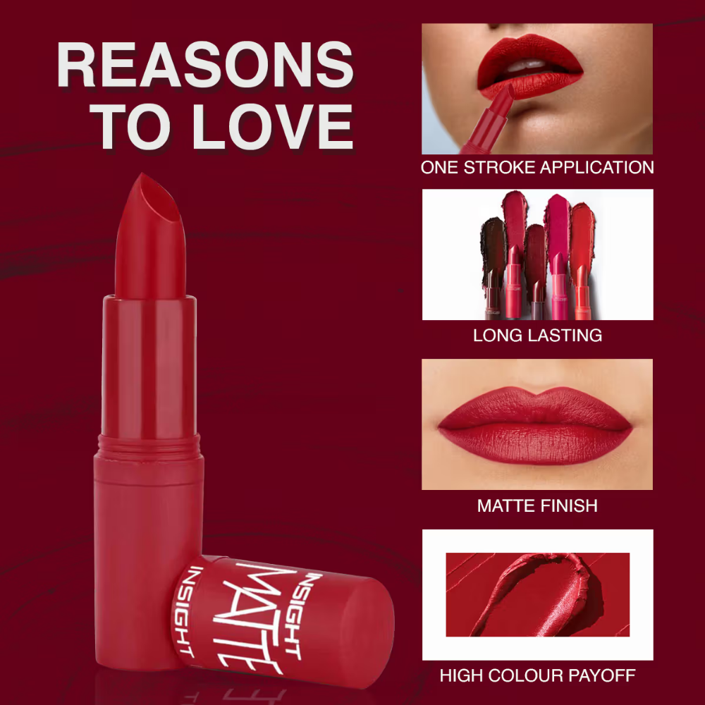 Insight Cosmetics Matte Lipstick, 1 Stroke Application, Long Lasting