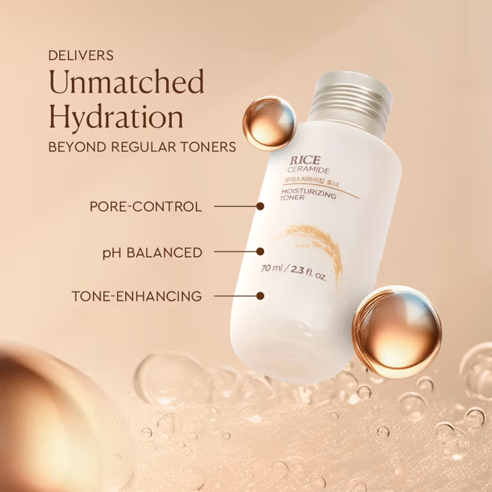 The Face Shop Ceramide & Rice Face Toner - Korean Beauty Skincare for Brightness & Minimizes Pores