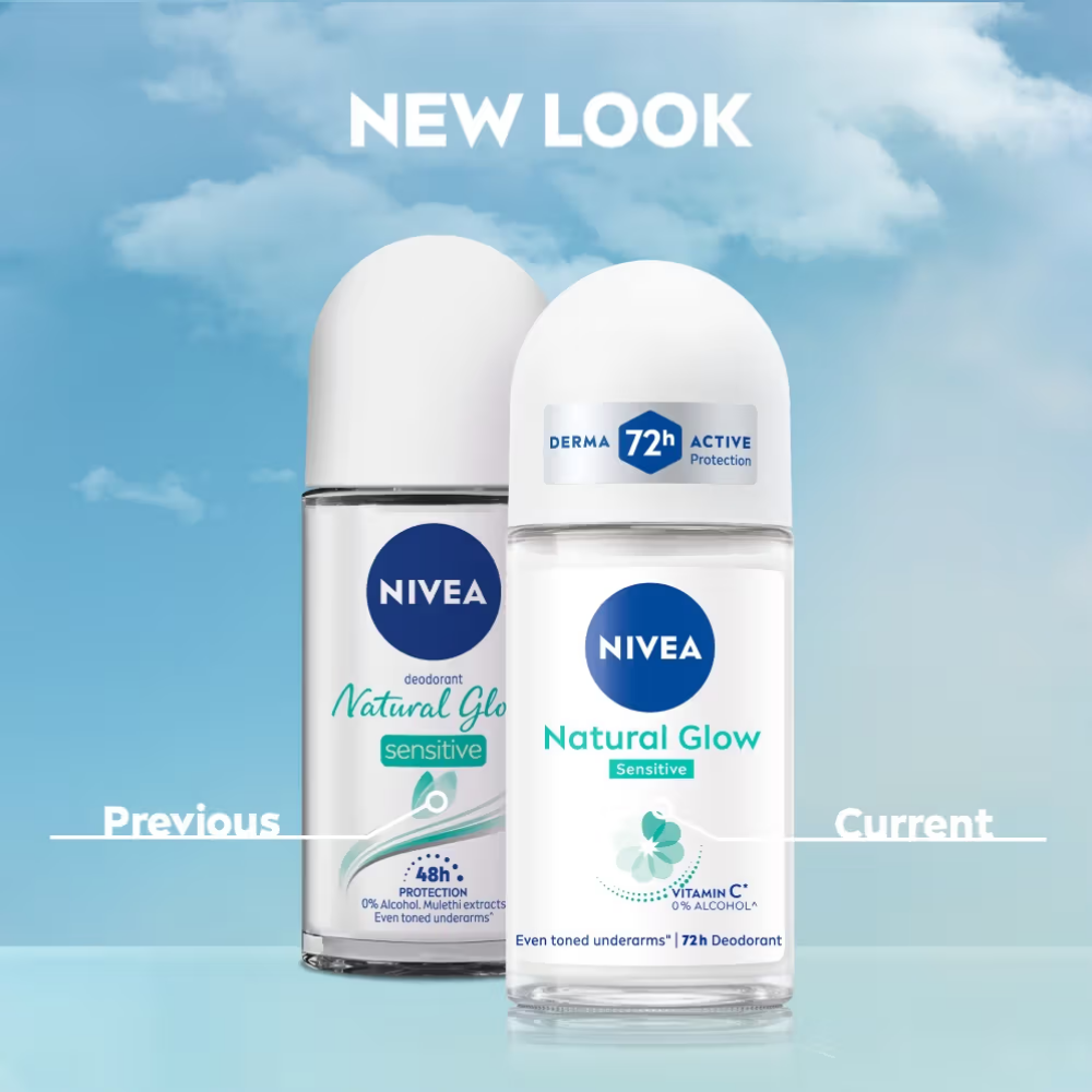 NIVEA Natural Glow Sensitive 72H Deodorant Roll