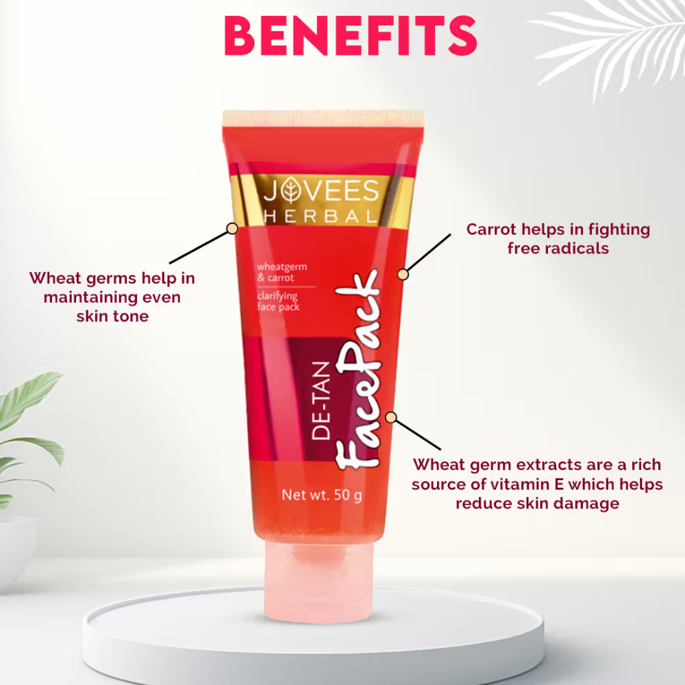 Jovees Herbal De-Tan Face Pack For Tan Removal And Skin Revitalization Bright And Glowing Skin