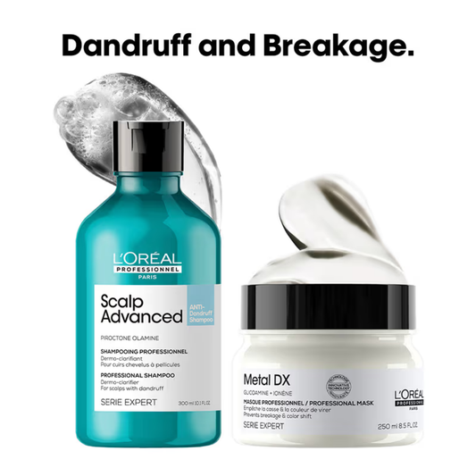 L'Oreal Professionnel Scalp Advanced Anti-Dandruff Dermo-Clarifier Shampoo + Metal Dx Hair Mask