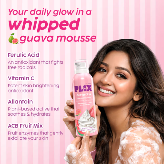 Plix Guava Mousse Body Wash For Glowy & Hydrated Skin