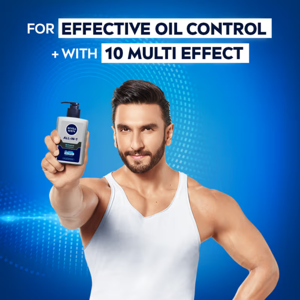 NIVEA MEN All-IN-1 Oil Control Face Wash with 10x Multi Effect With Clooing MENthol
